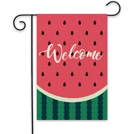 ShuanQ Watermelon Welcome Garden Flag Double Sided Summer Fruit Welcome Flag for Home Yard Farmhouse Outside Decoration Summer Seasonal Flag 12.5x18 Inch