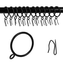 Curtain Drapery Hanging 2inch-Internal Diameter - Curtain Rings with Hooks Eyelet for Window Door Curtain Black Zocang