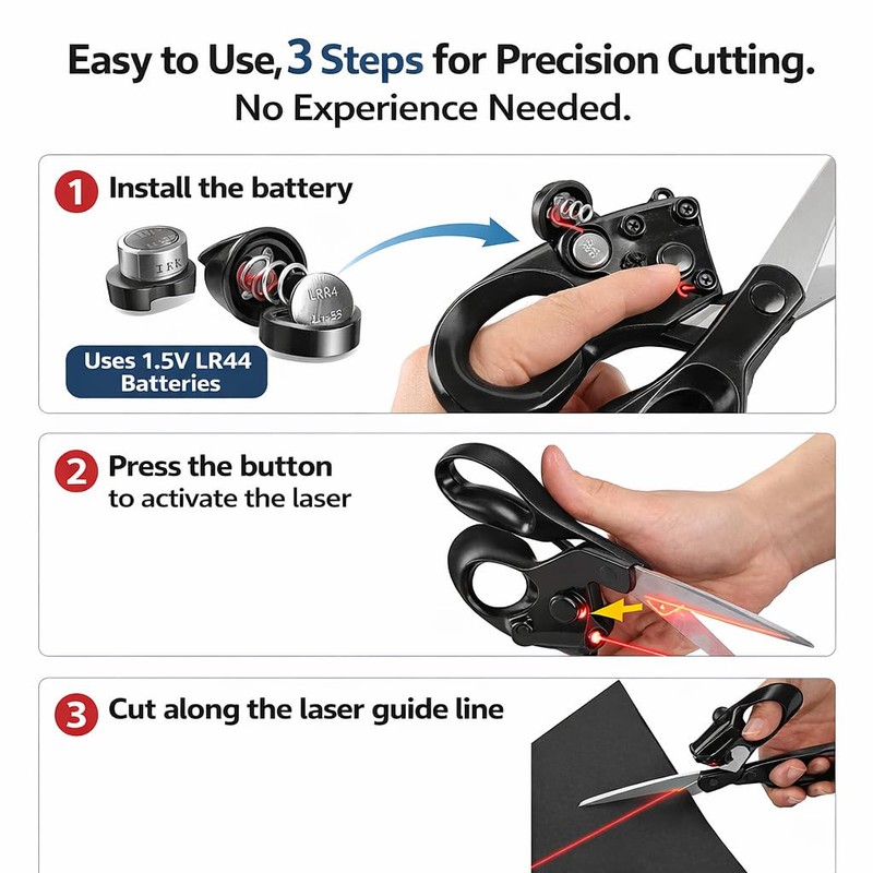 Laser Guided Scissors for Fabric Cutting, Stainless Steel Sewing Shears