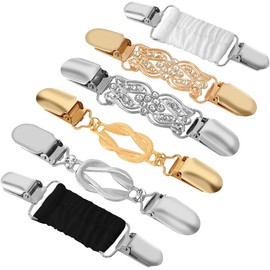 6Pcs Dress Clip Back Cinchs,Vintage Elastic Shawl Cardigan Collar Clips,Fashion Dress Shirt Cinch Clips,Vintage Sweater Shawl Cardigan Collar Clip Dress Shirt Brooch