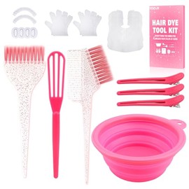 YOOVR 19PCS Hair Bleach Dye Kit with Hair Dye Brush and Bowl Whisk Hair Clips Protective Gear Set, Ideal for Hair Bleaching Coloring Highlighting, Ess
