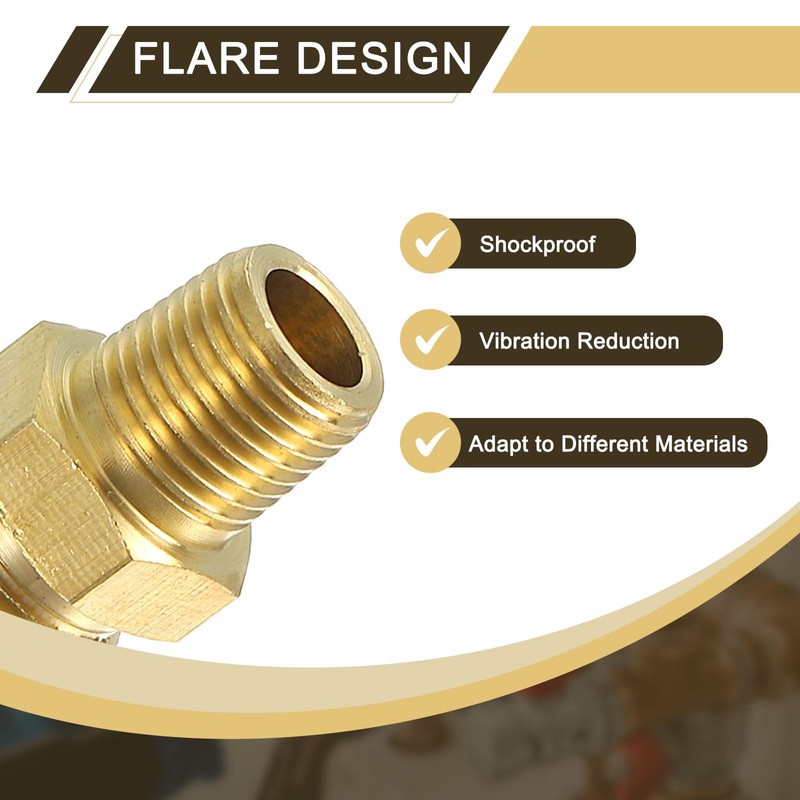sourcing map 2Pcs Brass Pipe Fitting, 5/16" OD x 1/8"