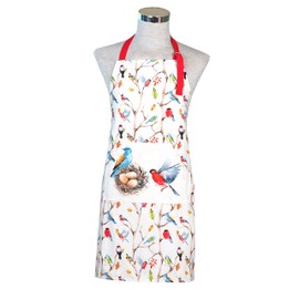 SiXsigma Sports Unisex Cooking Apron and Double Oven Glove Set for Butcher Kitchen Chefs Restaurant Bistro BBQ School College Bags 100% Cotton for Adults Men Women, Dawn Chorus Cooking Apron and Double Oven Glove Set