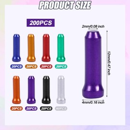 200pcs Bicycle Cable End Caps, Bike Brake Cable End Caps Bicycle Cable Crimp Ends Bike Cable End Tips Brake Cable Housing End Caps for Road Mountain Bicycle (8 Colors)