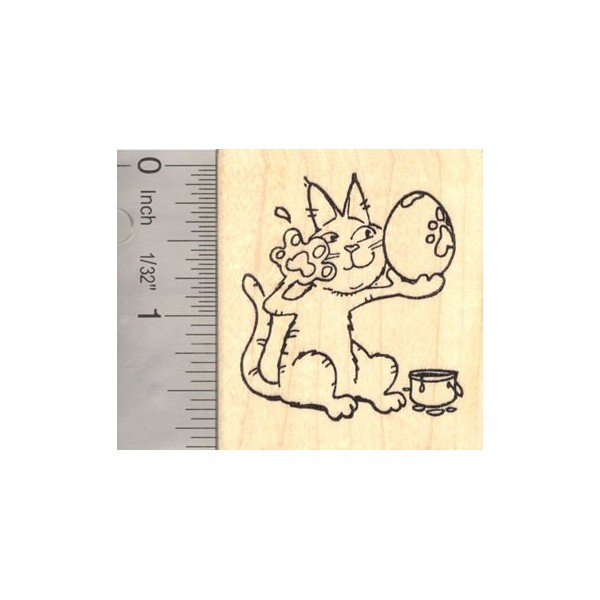 Easter Cat Paw Painting Eggs Rubber Stamp