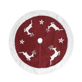 XIMEY Weihnachtsbaum Decke, 92 cm Weihnachtsbaumdecke Rund, Weihnachtsbaum Rock, Tannenbaum Decke, Weihnachtsbaum Deko, Christmas Tree Skirt, Rentiere und Blumen