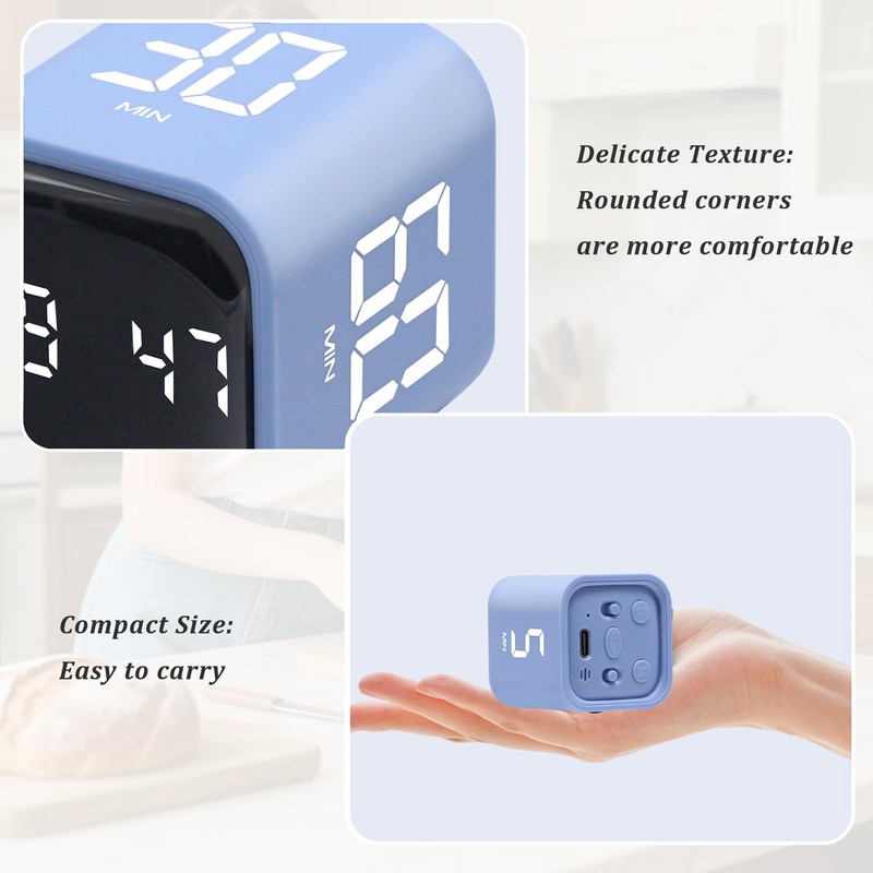 Productivity Timer Flip Gravity Sensor Cube Timer Countdown & Countup,Mute