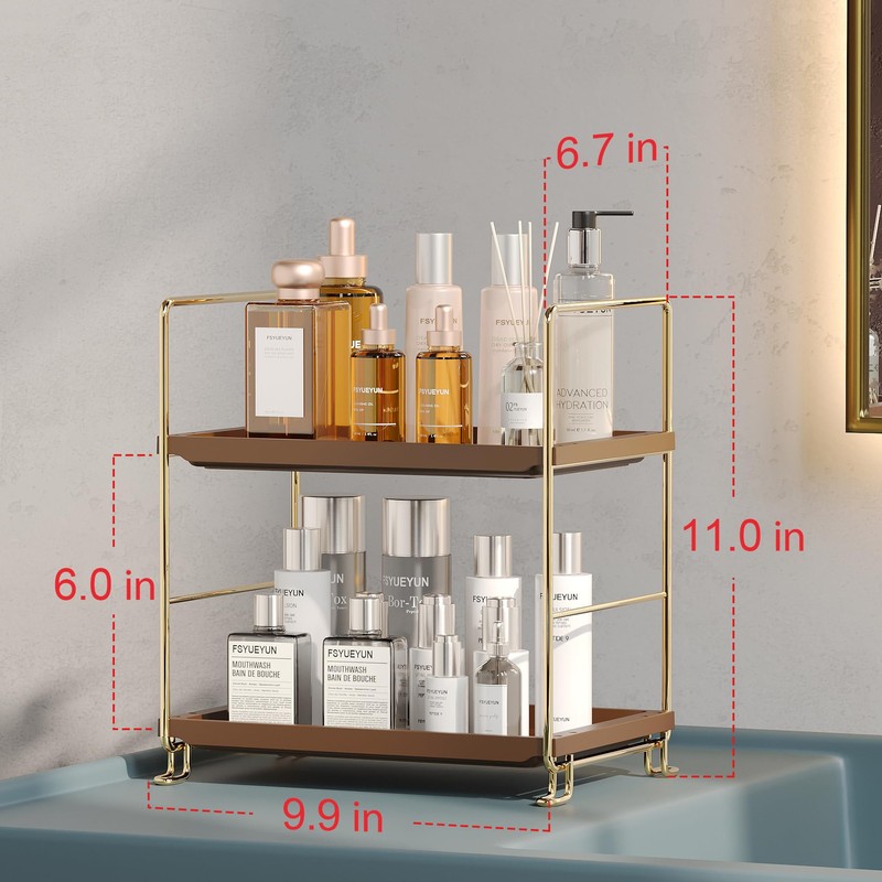 FSyueyun 2-Tier Bathroom Countertop Organizer,Bathroom Organizers and Storage with Tool-Less