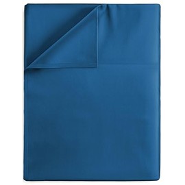 Full Size Flat Bed Sheet - Hotel Luxury Single Flat Sheet Only - Wrinkle Free & Fade Resistant Flat Sheet - Extra Soft, Comfy & Breathable Flat Sheet for Women & Men - Royal Blue Top Flat Sheet Only