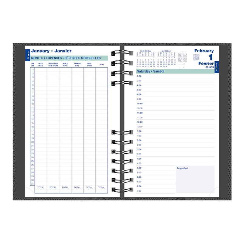 Blueline® 2025 CoilPro™ Daily Planner, Appointment Book, 12 Months, January