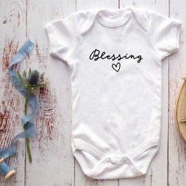 Onesie Organic Baby One Piece Short Sleeve Cute Sweet Trendy Minimal Bodysuit - Blessing