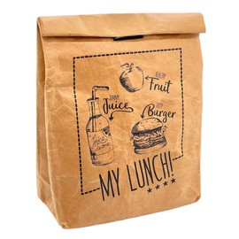 MIK funshopping Lunch Bag, Brown Lunch Bag Insulated Cold or Warm Cooler Bag with Fastening Thermal Bag (My Lunch)