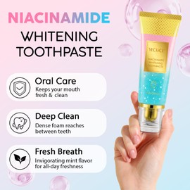 Niacinamide Whitening Toothpaste 2 Pack, Niacinamide Toothpaste, Freshening Breath & Deep Gentle Cleaning, 3.8Oz