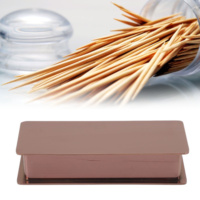 Toothpick Holder Stainless Steel Rectangular Toothpick Holder with Lid for