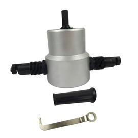 Outanaya Set of 160A Metal Cutting Nibbler Double Head Sheet Metal Cut Nibbler 360° Rotating Drill Attachment Durable Metal Material Silver Color