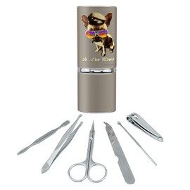 Ah Che Wawa Chihuahua Dog Vintage Retro Stainless Steel Manicure Pedicure Grooming Beauty Care Travel Kit