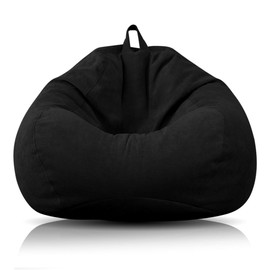 Pouf per bambini e adulti, 100 x 120 cm, pouf per adulti, grande sacco da gioco XL Bean Bag Chair, solo rivestimento, senza imbottitura, per interni ed esterni (nero)