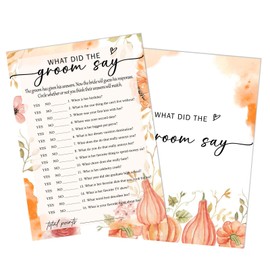 Beshoul Thanksgiving Bridal Shower Games, Fall Pumpkin What Did The Groom Say Game, 25 Elegant Wedding Cards for New Couples Party Engagement Bachelorette - C02