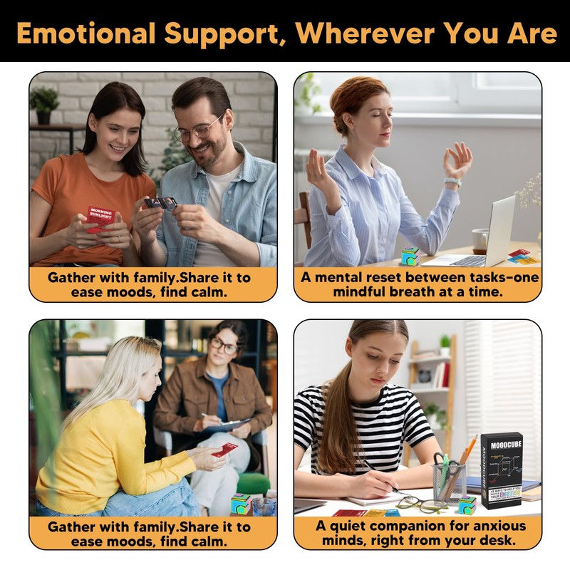 MindMosaic Anxiety & Stress Relief Cards with MoodCube Spinner –