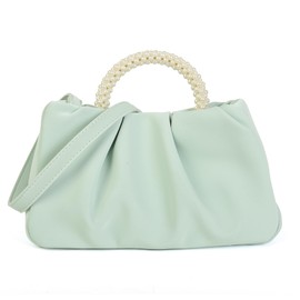 Valleycomfy Women's Clutch Bag Pearl Cloud Elegant Bridal Bag Handbag Wedding Evening Bag Gossip Bag Shoulder Bags, Green