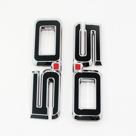 Pair Set 5.0 Letters Door Side Emblems 3D Badge Replacement for 2024-2025 PR3Z-16228-D (Chrome Black)