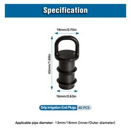 VooGenzek 40 pieces 16 mm drip irrigation fittings, irrigation fittings, end plugs, end plugs for 16 mm drip hose, drip irrigation end plugs, for irrigation system