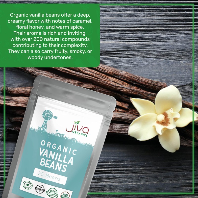 Jiva Organic Vanilla Beans 25 Count Large – Premium Grade