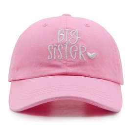 WALNOVA Toddler Girls Big Sister Hat, Gift for New Sis, Adjustable Embroidered Baseball Cap for Kids Age 2-6, Pink