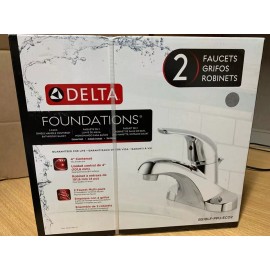 Delta Foundations 2-Pack Chrome 1-handle 4-in centerset Bathroom Faucet w/Drain
