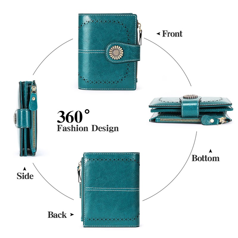SENDEFN Bifold Purse Card Holder Wallet Genuine Leather RFID Blocking