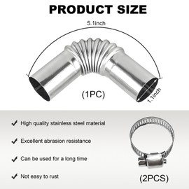 KVAEY Air Parking Heater Exhaust Pipe Tube Elbow Connector, 25mm Stainless Steel Diesel Boat Heater with 2 Connectors, Automotive Exhaust Pipes Replacement