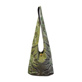 Mandala Crafts Hippie Bag - Boho Bag - Hobo Hippie Purse - Indie Style Hippie Crossbody Bag - Blue Sun Bohemian Sling Shoulder Bag