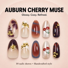 Short Press-On Nails Square Fake Nails Jelly Acrylic Fake Nail Finish Salon-Quality Holiday Nails 30 Nail Kit for Women