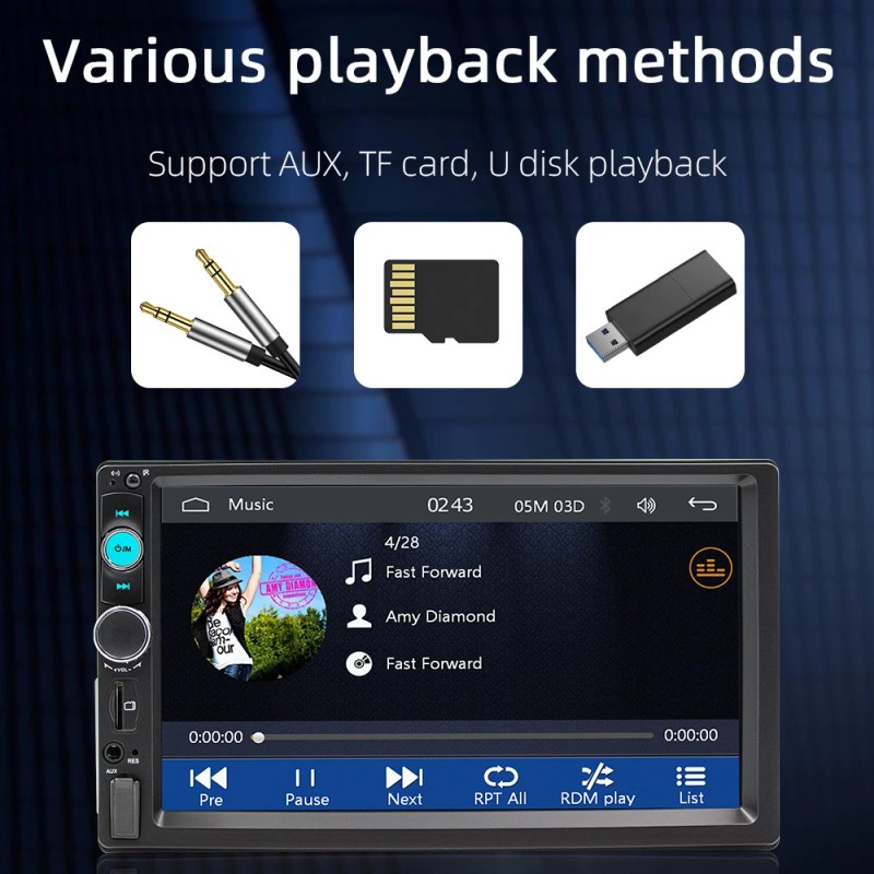 Virego Single 1Din 7" Touch Screen Stereo Bluetooth Radio Car