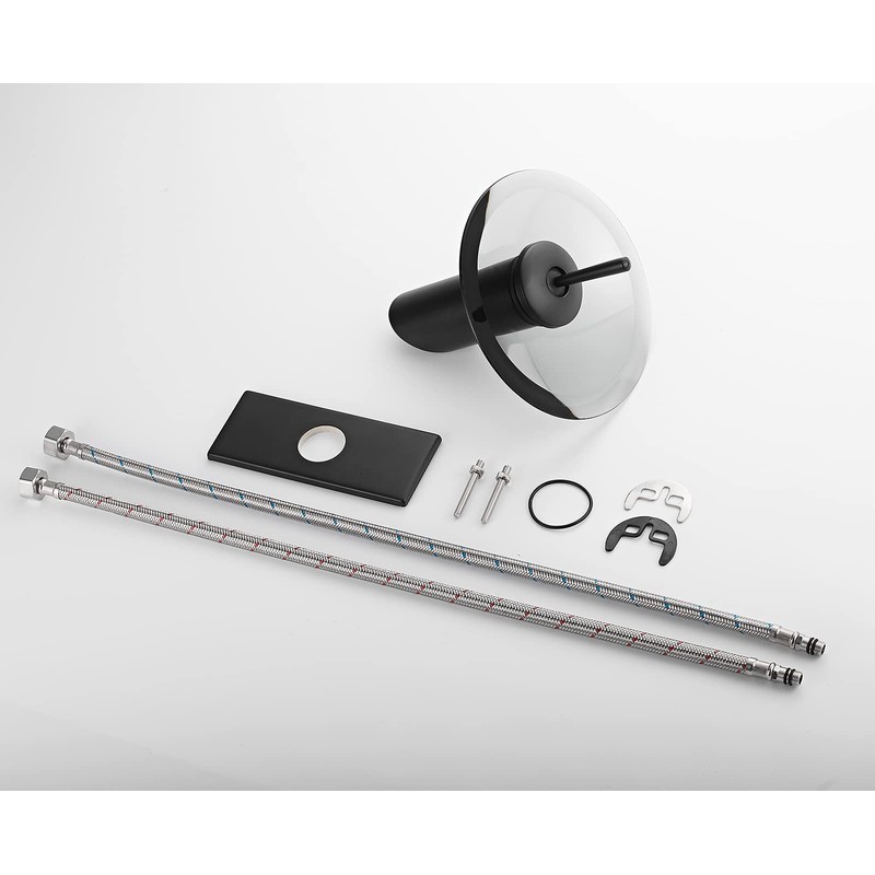 Bathroom Faucet Black Glass Spout Waterfall Single Handle One Hole