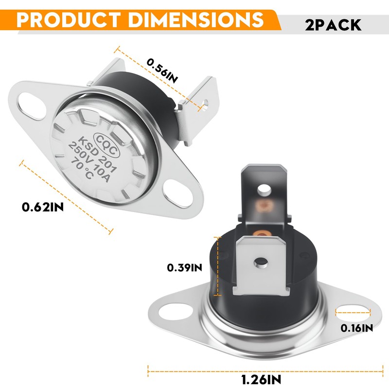 KSD201 70-0°C Microwave Thermostat Thermal Fuse for GE, Fits Thermostat