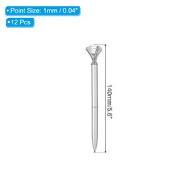 PATIKIL Black Ink Ballpoint Pen, 12 Pack Crystal Diamond Twist Metal Pen 1.0mm Medium Point for Note Taking Journaling, Silver Tone