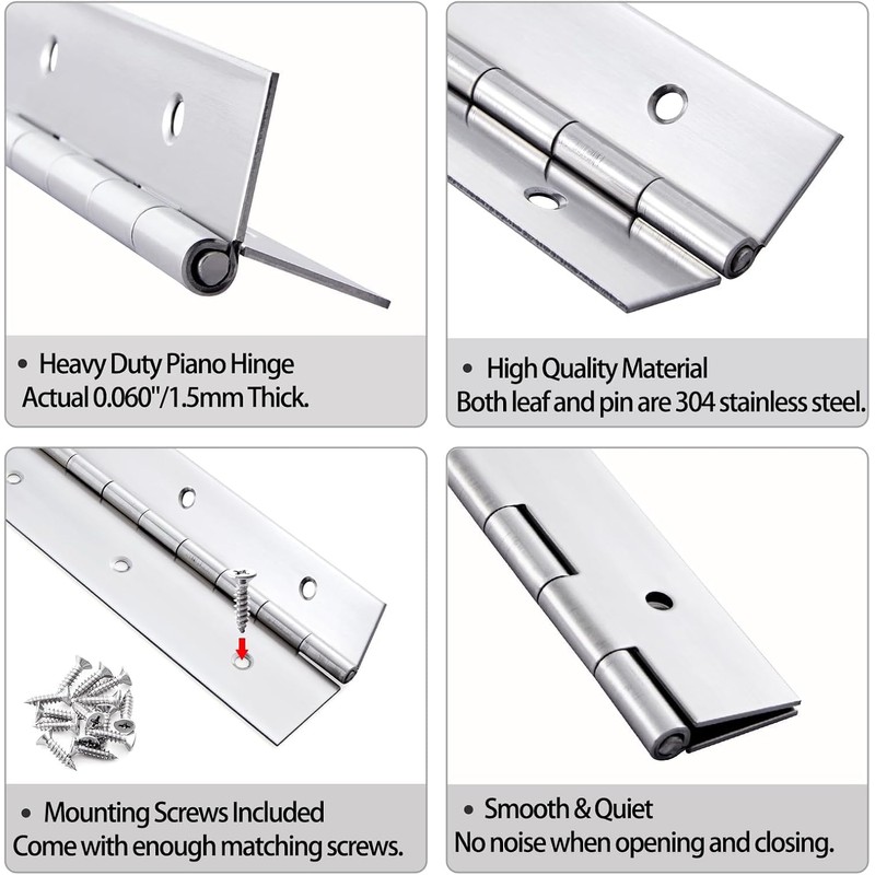 2 Pack Heavy Duty Piano Hinge 36 Inch x 3
