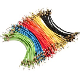 12 Pcs Small Bungee Cords with Hooks Adjustable 10 Inch Mini Bungee Cords in 6 Colors for Bicycles Carts Curtains Outdoor Tools and Cargo Accessories