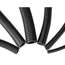 Electriduct 1.25" Flame Retardant Non-Slit Wire Loom Tubing Polypropylene Corrugated Non-Split Electrical Conduit 25 Feet Black