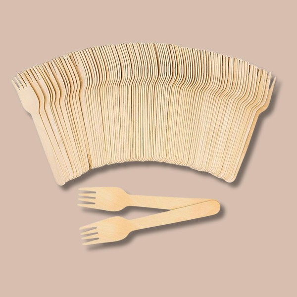 Strathcona Supply Premium Disposable Wooden 6.2" Forks - Crafted from