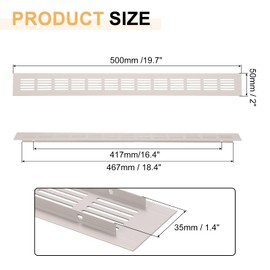 uxcell Door Air Vent Cover, 19.7" x 2" Aluminum Ventilation Grille Decorative Covers Louvered Air Return Vent Cover with Screws for Cabinet Wardrobe Door Wardrobe Shoes Cabinet (Grey)