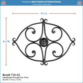 Minuteman International, Scroll woodstove Tabletop Wrought Iron Trivet, Black