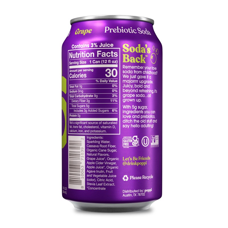 Poppi Sparkling Prebiotic Soda Beverage with Apple Cider Vinegar, Seltzer