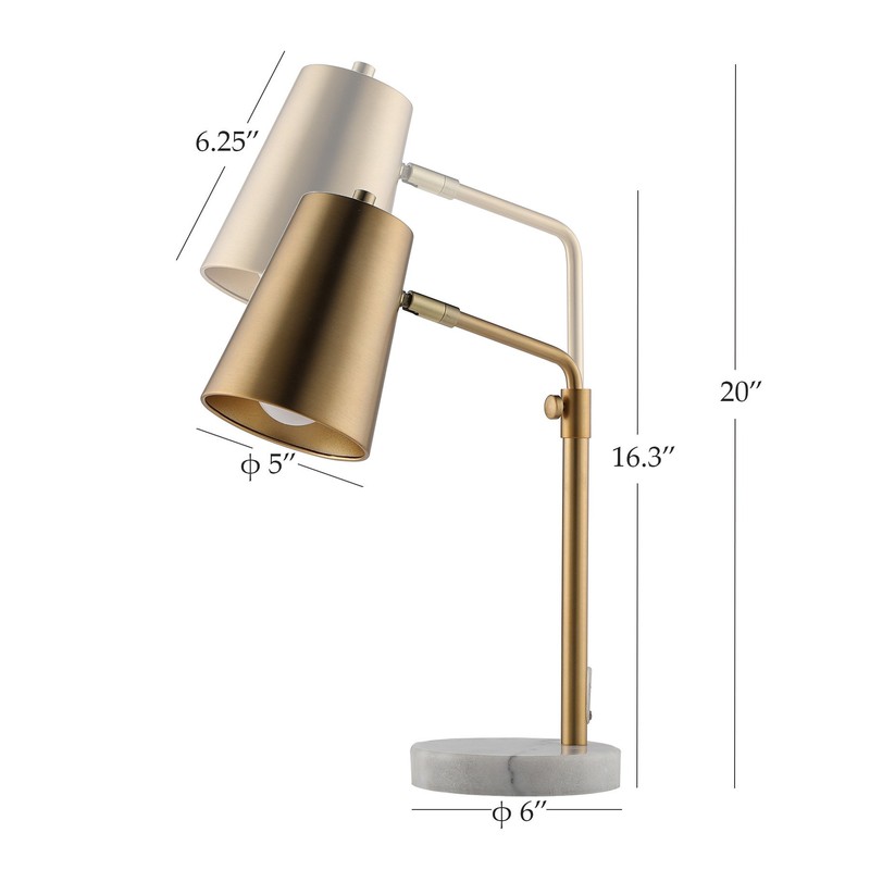 VONLUCE Gold Desk Lamp with LED Bulb Adjustable, Antique Brass