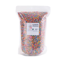 RAINBOW SPRINKLES 6lbs; Dairy Free, Gluten-free, Egg Free, Vegan, Nuts Free, Kosher, Sprinkle Medley Mix, For Baking, Decorating, Cookies, Cupcakes, Cakes, Topping, Jimmies, Sugar Shapes, Large Pouch, 6 LBS, CRUNCHY!