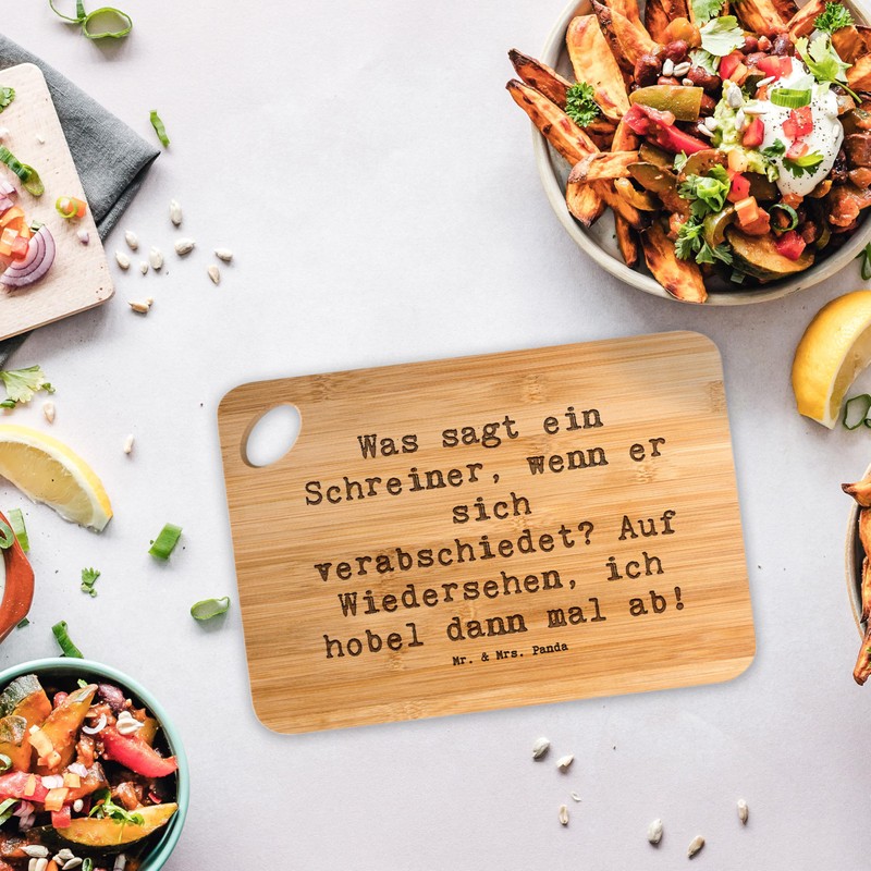 Mr. & Mrs. Panda Bambus - Schneidebrett Spruch was SAGT