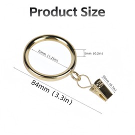 XHLTTBD 1.25 Clip Curtain Rings 38 Pack Antique Gold - Fits Narrow 1.25” Rods, Rust-Resistant Iron, Decorative for Small Windows/Apartments