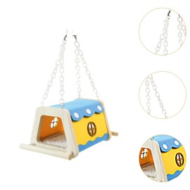 Baoblaze Bird Nest House Parrot Sleeping Bed Hanging Cave Decorative Hanging Hammock Toy Perch for Budgies Hamster Cockatiels Lovebird, Yellow Blue