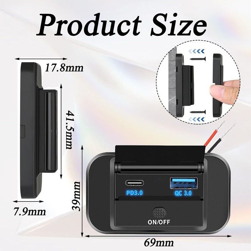 Pack of 2 USB Socket 12 V, Car 12 V